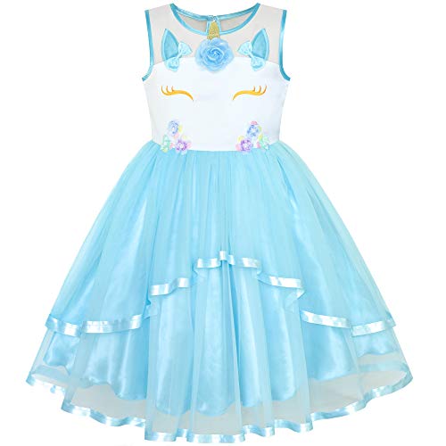 Sunny-fashion Mädchen Kleid, Licorne Bleue, 8 Jahre von Sunny Fashion