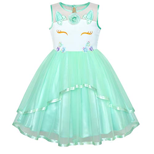 Sunny-fashion Mädchen Kleid, Licorne Turquoise, 8 Jahre von Sunny Fashion