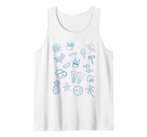 Süße Strandurlaub, lustige Sommerkritzeleien, Mädchen-Skizze Tank Top Süße Strandurlaub, lustige Sommerkritzeleien, Mädchen-Skizze Tank Top von Sunny Honk Apparel
