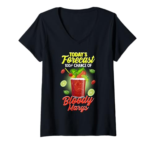 Damen Die heutige Prognose ist sonnig mit Einer Chance auf Bloody Marys T-Shirt mit V-Ausschnitt Damen Die heutige Prognose ist sonnig mit Einer Chance auf Bloody Marys T-Shirt mit V-Ausschnitt von Sunny Marys Apparel