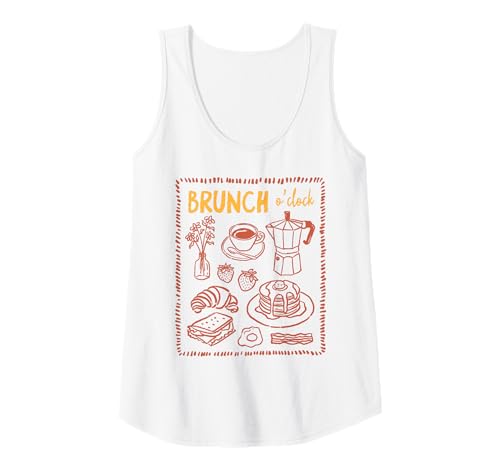 Damen Brunch O'Clock Frühstück Kaffee Pfannkuchen Speck Lustiges Essen Tank Top Damen Brunch O'Clock Frühstück Kaffee Pfannkuchen Speck Lustiges Essen Tank Top von Sunny Side All-Day Brunch Graphic Tee Co.