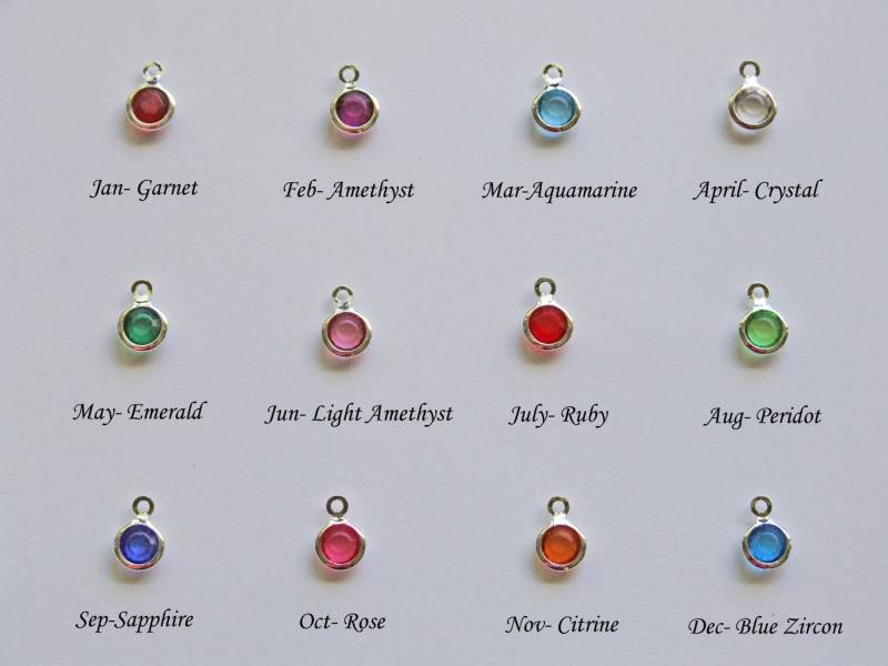 Add On - Birthstones Runder Versilberter Rahmen Crystal Birthstone, Wählen Sie Ihre Farbe, Ihren Monat von SunnyCharms