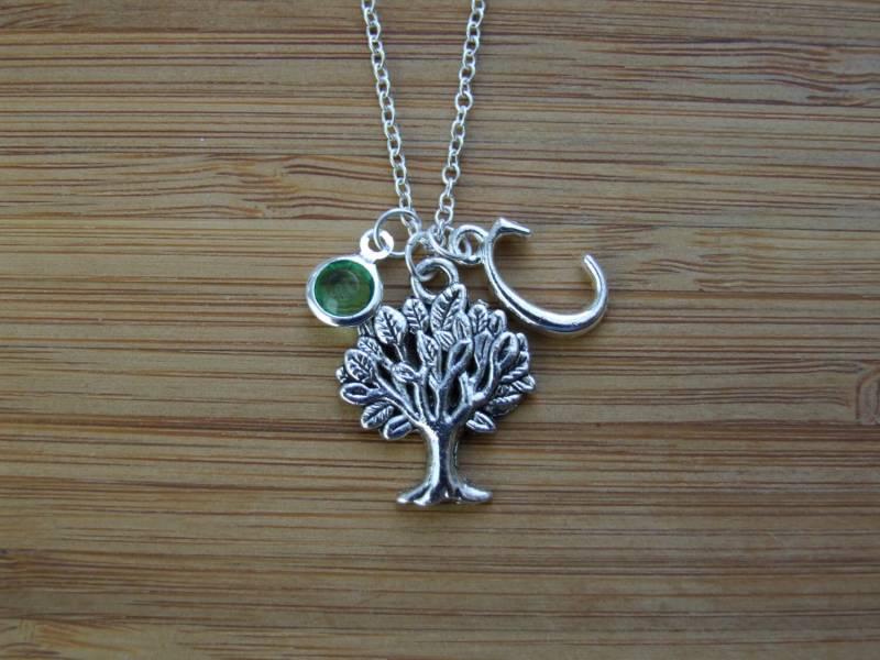 Baum, Natur-Liebhaber-Kette, Personalisierte Erste Geburtsstein Halskette von SunnyCharms