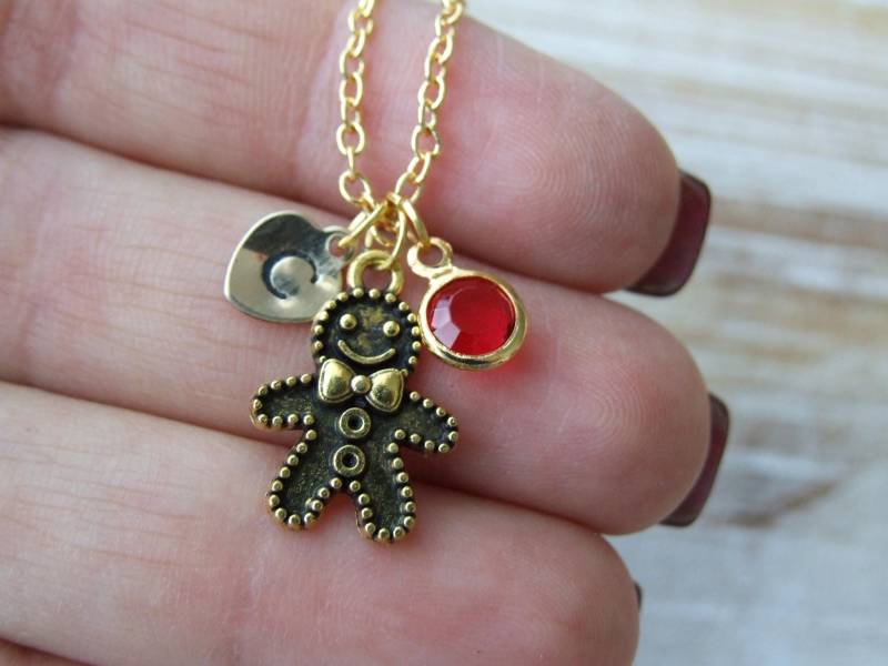 Lebkuchen Antik Gold, Mädchen Erste Halskette, Geschenk Für Baker Liebhaber, Personalisierte Birthstone, Weihnachten Weihnachtsgeschenk von SunnyCharms
