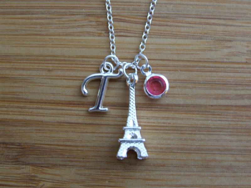 Paris-Liebhaber, Eiffelturm Tower Halskette, Initial Birthstone Frankreich-Liebhaber, Mutter-Tochter-Beste Freundgeschenk von SunnyCharms