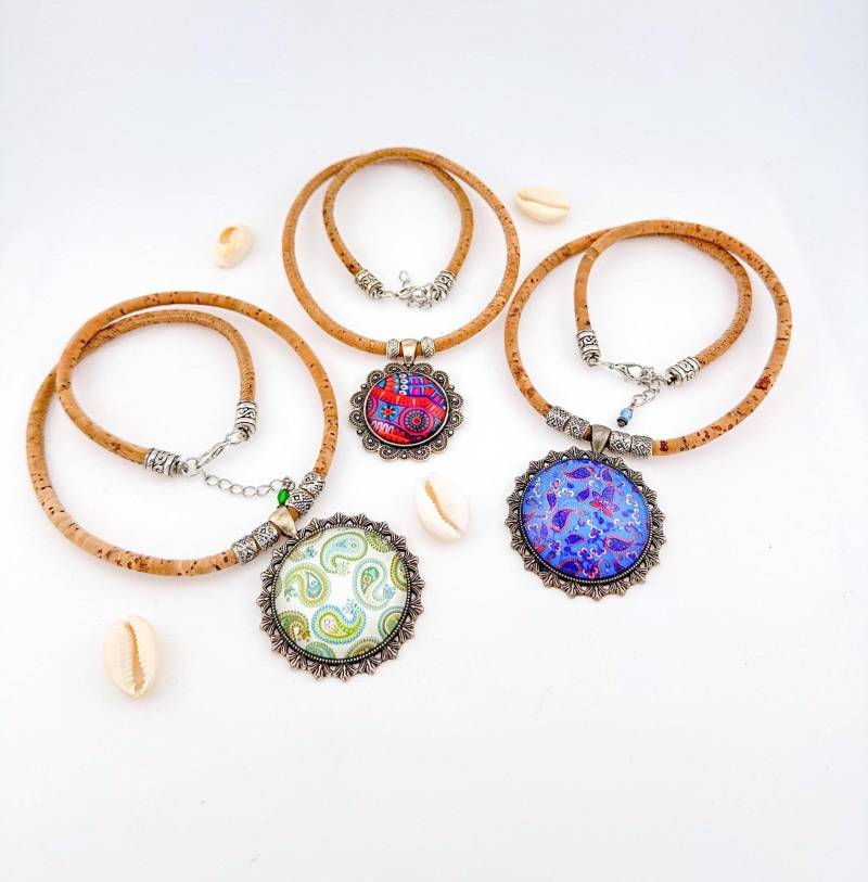 Handgefertigte Korkkette Mit Anhänger, Handgemachte Vegane Sommergeschenkidee Handgefertigte Korkkette Mit Anhänger, Handgemachte Vegane Sommergeschenkidee von SunnyCraftsMA
