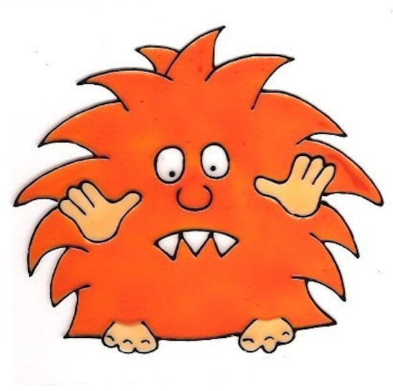 Monster - Behaarte /Orange-Familie Fenster Art von SunnyDayArt