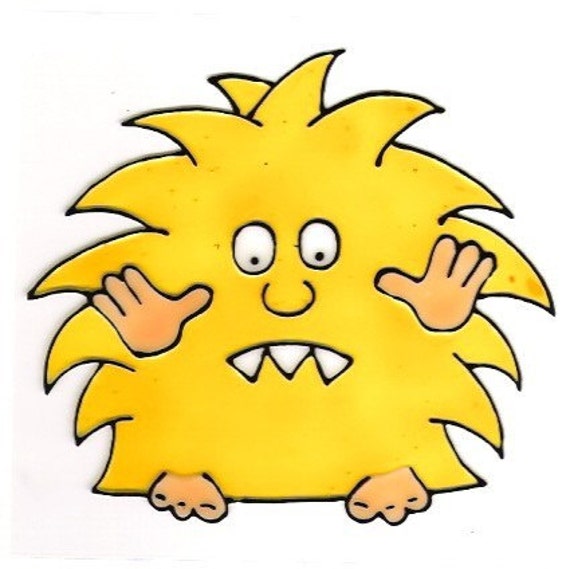 Monster - Behaarte /Yellow-Familie Fenster Art von SunnyDayArt