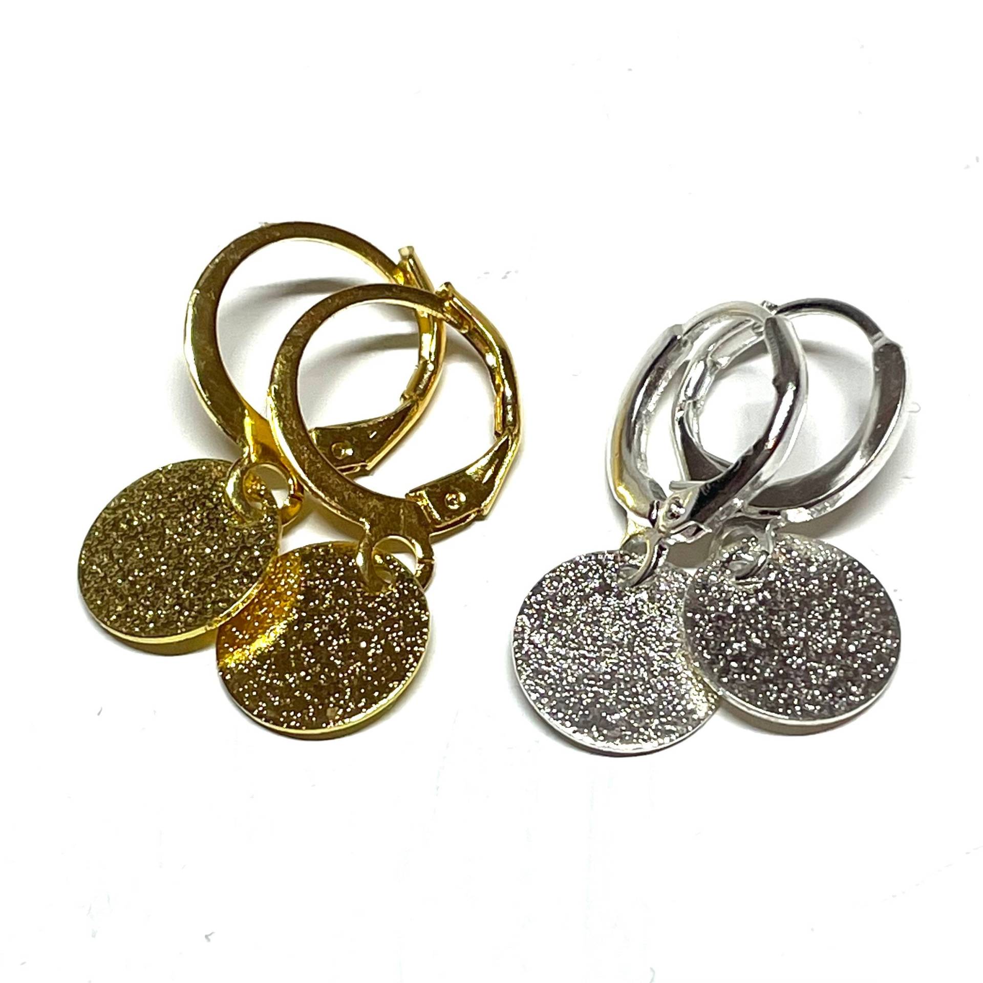 Ohrringe Goldplättchen Und Silberplättchen Minimalistisch von SunnyKreativShop