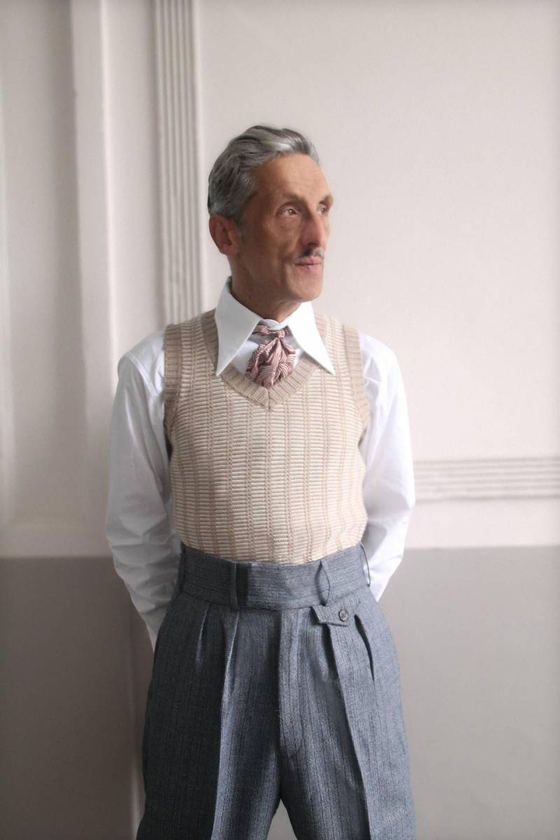 1940Er Jahre Stil Wollhose Hoch Taillierte, Plissierte Hose in Grau Und Indigoblau von SunnySideCouture