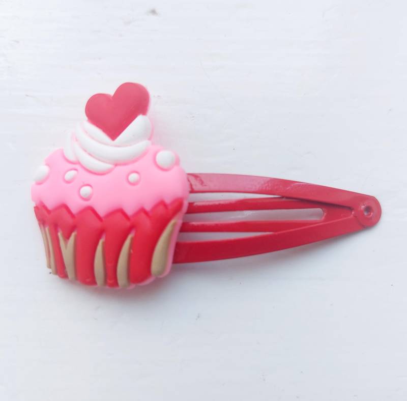 Cupcake Snap Haarspangen - 2Er-Pack Pink Und Rot von SunnySlideUp