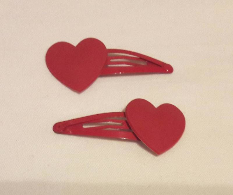 Herz Snap Haarspangen - 2Er Pack Rot Herz Snap Haarspangen - 2Er Pack Rot von SunnySlideUp