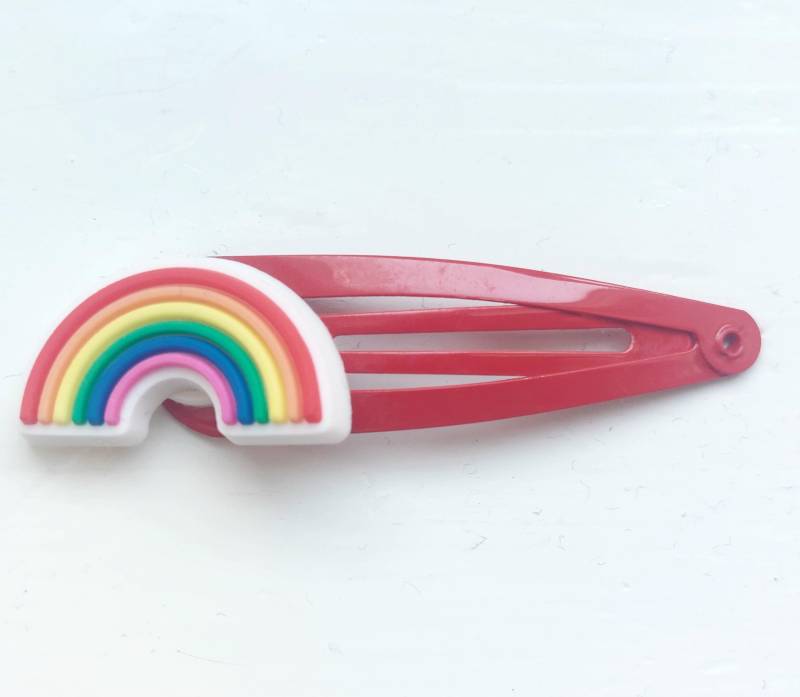 Regenbogen Snap Haarspangen - 2Er Pack Rot von SunnySlideUp