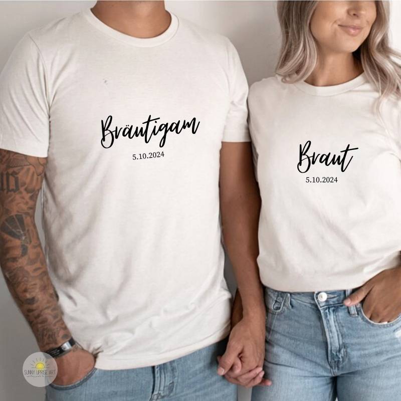 Personalisierte Braut Und Bräutigam T-Shirts Hochzeitspaar Shirts von SunnyUpriseArt