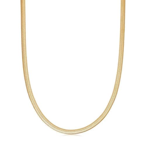 Sunnyshopday Damen Herren Flache Schlangenkette Halskette Halsband Anhänger Gold 316L Edelstahl 925 Sterling Silber von Sunnyshopday