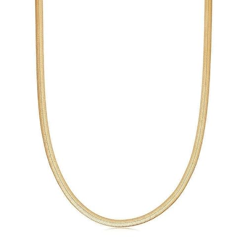 Sunnyshopday Damen Herren Flache Schlangenkette Halskette Halsband Anhänger Gold 316L Edelstahl 925 Sterling Silber von Sunnyshopday