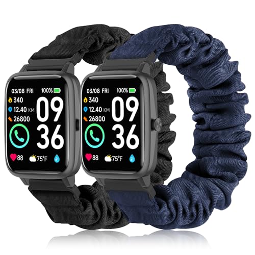 Armbänder kompatibel mit Toobur Smartwatch-Bändern, Stoff, elastisches Haargummi, elastisch, für Damen, niedliches Ersatzband, kompatibel mit Teminice, VRPEFIT, Konitee, Gydom, Faweio IDW13 von Sunnyson