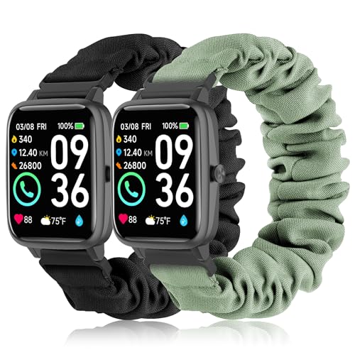 Armbänder kompatibel mit Toobur Smartwatch-Bändern, Stoff, elastisches Haargummi, elastisch, für Damen, niedliches Ersatzband, kompatibel mit Teminice, VRPEFIT, Konitee, Gydom, Faweio IDW13 von Sunnyson