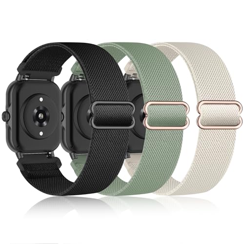 Dehnbare Nylon-Uhrenarmbänder, kompatibel mit Woneligo Smartwatch, 2 Packungen weiche elastische Bänder für Fitbit H56/ENOMIR ID208BT/Milouz IDW19 Uhr für Damen und Herren. von Sunnyson