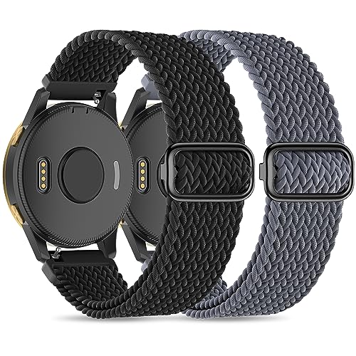 Sunnyson Geflochtenes elastisches Band, kompatibel mit Garmin Venu 2/Garmin Venu 3/Garmin Vivoactive 4,22 mm, verstellbares Uhrenarmband aus Nylon, gewebt, Ersatzarmband für Damen und Herren, 2 Stück von Sunnyson