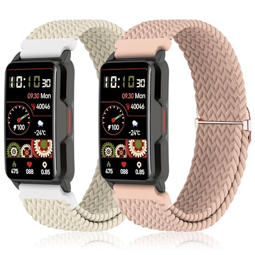 Sunnyson Geflochtenes elastisches Band, kompatibel mit Mindrose H80 3,7 cm Smartwatch, verstellbare Schlaufe, weich, elastisch, Ersatzbänder für Mindrose H80 Fitness-Tracker, IP68, für Damen und von Sunnyson