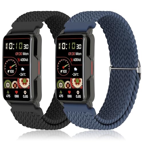 Sunnyson Geflochtenes elastisches Band, kompatibel mit Mindrose H80 3,7 cm Smartwatch, verstellbare Schlaufe, weich, elastisch, Ersatzbänder für Mindrose H80 Fitness-Tracker, IP68, für Damen und von Sunnyson