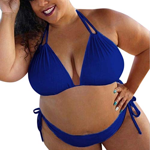 Badeanzug Damen Bauchweg Gr 48 Breites Unterbrustband Gerippte Triangel Bikini Damen Große Brüste Tankini Damen mit Blumenmuster Schnür Badeshorts Damen Lang Schwimmanzug Swimsuit Badebekleidung von Sunnyuk