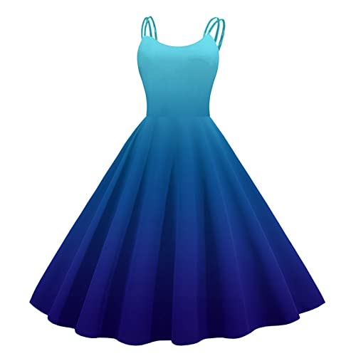 Damen Vintage Cocktailkleider Rockabilly Hohe Taille A-Line Petticoat Kleid Spaghettiträger Festlich Ballkleid Swing 50er Jahre Sommer Abendkleid Retro-Kleidung Elegant Partykleid von Sunnyuk