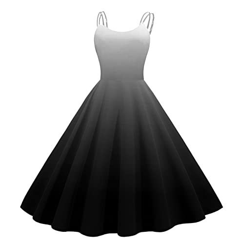 Damen Vintage Cocktailkleider Rockabilly Hohe Taille A-Line Petticoat Kleid Spaghettiträger Festlich Ballkleid Swing 50er Jahre Sommer Abendkleid Retro-Kleidung Elegant Partykleid von Sunnyuk