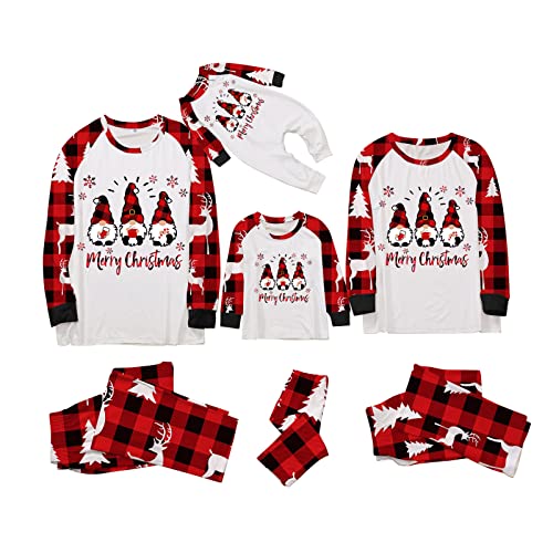 Familie Weihnachten Pyjamas Set, Weihnachts Pyjama Family Set Schlafanzug Damen Herren Kiner Baby Lang Outfit, Jumpsuit Rotes Kariertes Nachtwäsche Overall Hausanzug für die Familien von Sunnyuk