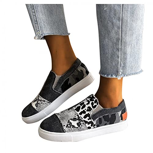 Flache Schuhe Damen Sneakers, Leichte Atmungsaktiv Colorblock Segeltuchschuhe Fashion Günstig Slip-on Halbschuhe Laufschuhe Große Größe Lässige Elegante Frauen Freizeitschuhe Sportschuhe von Sunnyuk