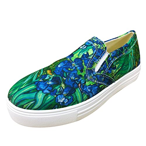 Flache Schuhe Damen Sneakers, Leichte Atmungsaktiv Colorblock Segeltuchschuhe Fashion Günstig Slip-on Laufschuhe Große Größe Lässige Elegante Halbschuhe Frauen Freizeitschuhe Sportschuhe von Sunnyuk