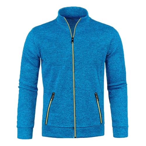 Herren Sweatjacke Ohne Kapuze, Sweatjacke Herren Ohne Kapuze mit Reissverschluss Sportjacke Jacke Klassisch Stehkragen Trainingsjacke Strickjacke mit Taschen Übergangsjacke Freizeitjacke Leichte von Sunnyuk