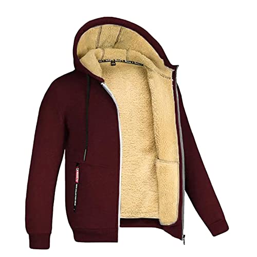 Hoodie Herren 3XL mit Reißverschluss, Kapuzenjacke Herren Fleece mit Reißverschluss Warm Fleecejacke Winterjacke Dicker Teddy Sweatjacke Sweatshirt Casual Oversized Hoodie Kapuzenpullover Jacke von Sunnyuk