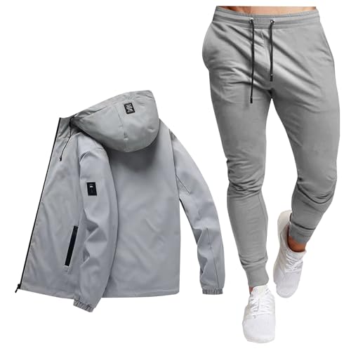 Jogginganzug Herren Baumwolle 3XL, Jogginganzug Herren Set Winter Trainingsanzug Softshelljacke Wasserdicht Winddicht Warme und Jogginghose Sportanzug Casual Männer Winterjacke Set Tracksuit von Sunnyuk