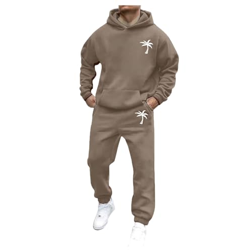 Jogginganzug Herren Set 2-Teilig Trainingsanzug mit Aufdruck Palme Oversized Pullover Y2K Hoodie und Baggy Baumwolle Jogginghose Sportanzug Kapuzenpullover Freizeitanzug Hausanzug Tracksuit von Sunnyuk