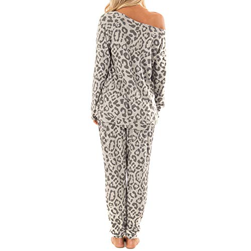 Kuschelig Schlafanzug Damen Lang Pyjama Set Anzug 2Pcs Print Wear Leopard Leisure Wear Damen Trainingsanzug Sets Hosen Damen Anzüge & Sets Jogginganzug Samt Damen von Sunnyuk