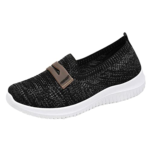 Laufschuhe Damen Schwarz 39 Sneaker Mesh Stoff Schuhe Atmungsaktive Sport Turnschuhe Wanderschuhe Laufschuhe Einfarbig Outdoor Running Fitness Sportschuhe Arbeitsschuhe Joggingschuhe von Sunnyuk