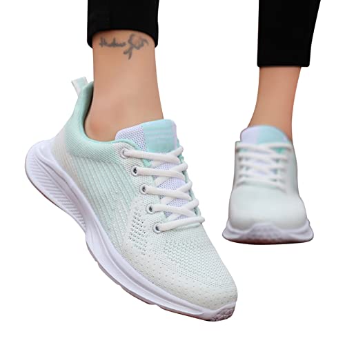 Laufschuhe Damen Weiß 38 Flache Schnürhalbschuhe Laufschuhe Dicke Sohle Keilabsatz Pailletten Schuhe Turnschuhe Slip on Sneakers Weite Bequeme Turnschuh Leicht Walkingschuhe Atmungsaktiv Schuhe von Sunnyuk