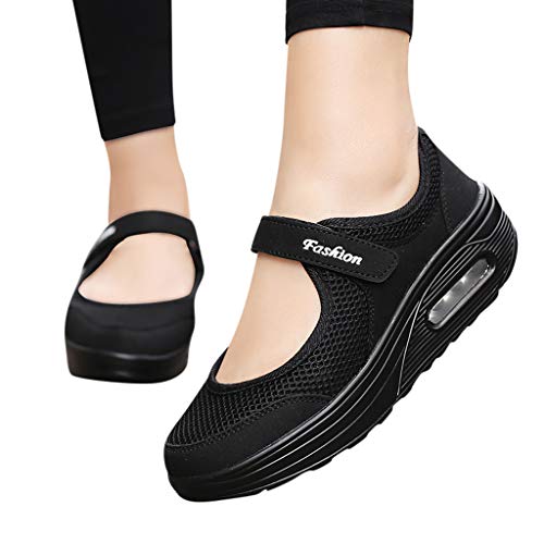 Laufschuhe Damen Weiße Sohle Walkingschuhe Luftkissen Mesh Atmungsaktiv Running Fitness Turnschuhe rutschfest Stoßfest Outdoors Freizeitschuhe Walkingschuhe Komfortabel Sommerschuhe von Sunnyuk