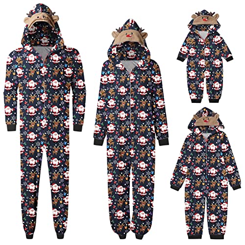 Onesie Kuschelig Weihnachten Familie Set: Damen Herren Kinder Paar Pärchen Einteiler Jumpsuit Hoodie Weihnachts Pyjama Family Set Weihnachtsjumpsuit Schlafanzug Weihnachtsoutfit Familien von Sunnyuk