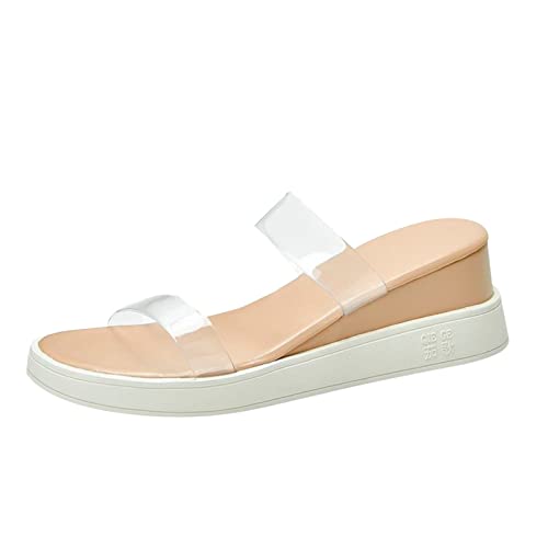 Plateau Sandalen Damen Beige Hausschuhe Pink Designer Custom Pantoffeln Heeled Platform Wedge Transparente Gummipantoffeln Damenpantoffeln Schuhe Damen 97 von Sunnyuk