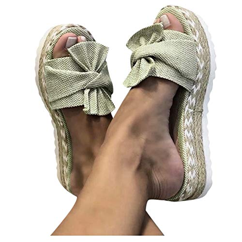 Plateau Sandalen Damen Keilabsatz Sandalen Flach Römische Mode Flip Flop Schlappen Slide Sandal Elegant Atmungsaktiv Walking Pantoletten Sommerschuhe Slip-On Casual Strandsandalen Slipper von Sunnyuk