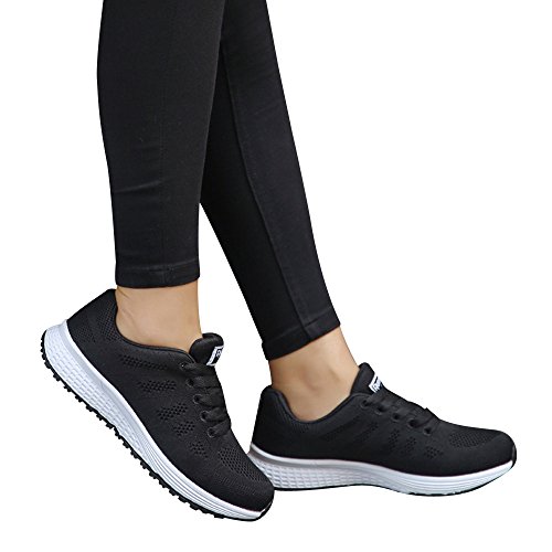 Rote Turnschuhe Damen Plateau Wettkampf Training Laufschuhe Frauen Sportschuhe Schwarz Weiße Sohle Wanderschuhe Schnürschuhe Luftkissenschuhe Schnürschuhe für Gehen Laufen Joggen Sports von Sunnyuk