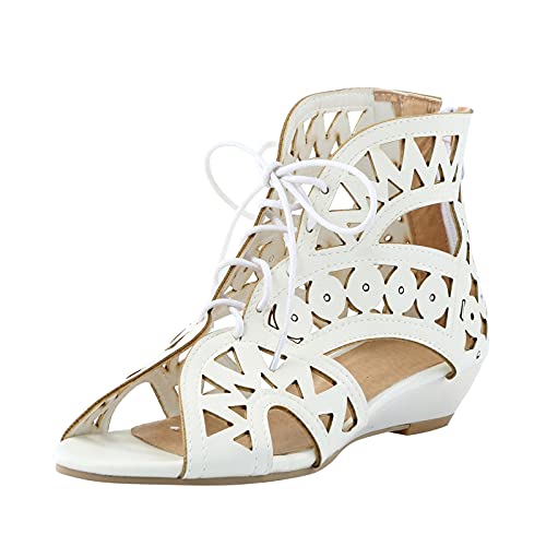 Sandalen Damen Elegant Für Party Strass Wohnungen Flache Sandaletten Damen Weiß Zum Hineinschlüpfen Römersandalen Strandsandalen Gladiator-Sandalen mit Offenem Zeh Und Schnalle von Sunnyuk