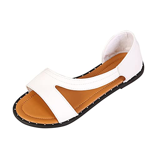 Sandalen Damen Elegant Glitzer Damenmode Sommer Einfarbig Open Toe Flat Comfort Beach Casual Sandalen Simen Schuhe Damen von Sunnyuk