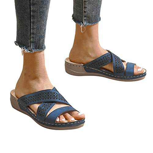 Sandalen Damen Flach Bequem Zehentrenner Böhmische Strand Schuhe Frau Flip Flop Sandalen Orthopädische Sandalen Sport Sandalen Keilabsatz Pantoletten Sandaletten für Outdoor von Sunnyuk