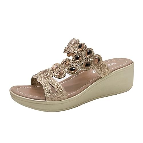 Sandalen Damen Flach Hausschuhe Sohlen Keilabsatz Dicke Sommersandalen Sandalen Frühling und Strass Damen Damen Pantoffel Damen Business Schuhe Absatz von Sunnyuk