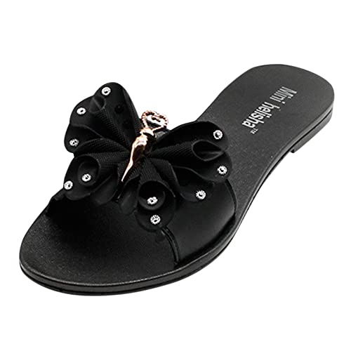 Sandalen Damen Flach Leder Hausschuhe für Damen, bequem, lässig, böhmische Strandsandale, Damen, Reisen, zu Fuß, flache Schuhe, Sandalen Hallux Valgus Schuhe Damen Elegant von Sunnyuk