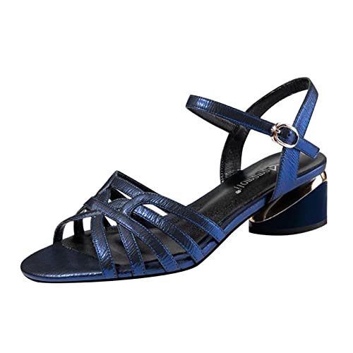 Sandalen Damen Schwarz Bequem Sandalen für Frauen Damen Chunky Heel High Heel Fish Mouth Sandalen Schuhe Damen 38 Keil von Sunnyuk